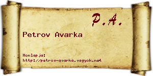 Petrov Avarka névjegykártya